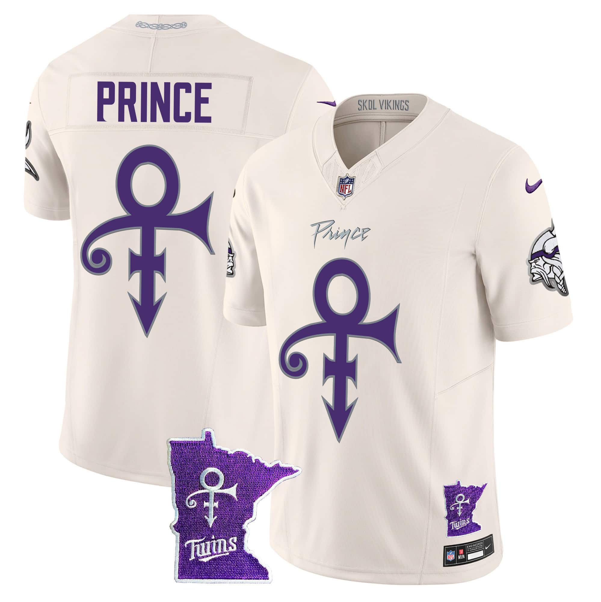 Men Minnesota Vikings Blank Cream 2024 Nike Prince Vapor Limited NFL Jersey